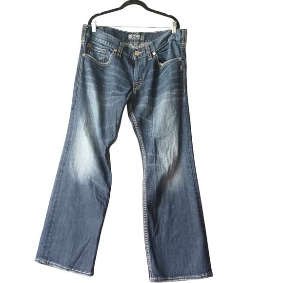 Silver Jeans Mens 36x30 Blue Zac Relaxed Straight Low Rise Medium Wash Denim - Picture 1 of 6